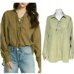 Free People Under the Boardwalk Top Moss Green Size Small‎